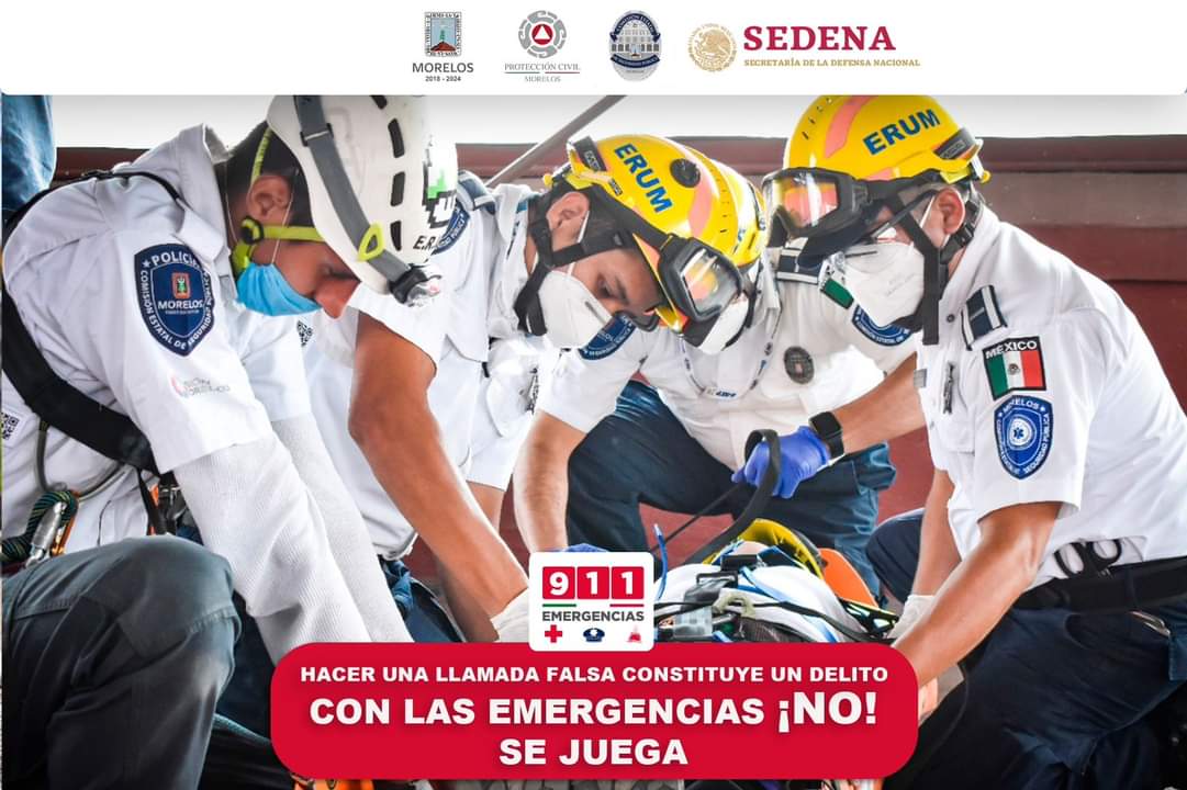 sspc_morelos's tweet photo. En Morelos, con las emergencias ¡NO! se juega, se impondrá de tres meses a dos años de prisión y multas de 10 a 100 días de salario mínimo, a quién de forma dolosa realicen bromas a los números de emergencia. https://t.co/0gMNaMlYbg