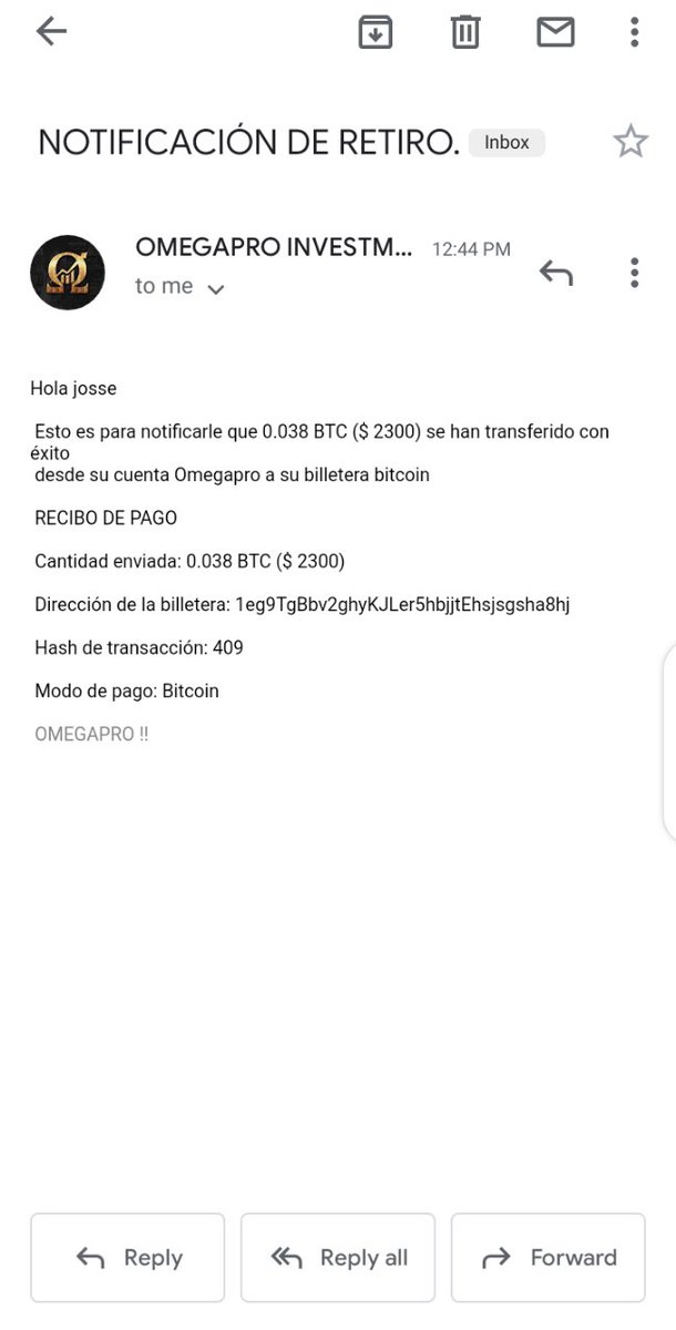 matiasg31635399's tweet photo. Omega Pro &amp; Go Global
El correo oficial de la plataforma cuando llegaban los pagos..
#omegaproestafa https://t.co/NVOwWLofLs