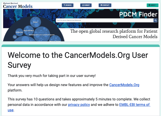 CancerModelsOrg's tweet photo. Calling all users of cancer models and cancer models data - please fill out our 5-minute user survey: https://t.co/s7gwXeblZP
We want to hear from you! #CancerResearch #oncology #PrecisionMedicine https://t.co/Dlu6ncjIfr