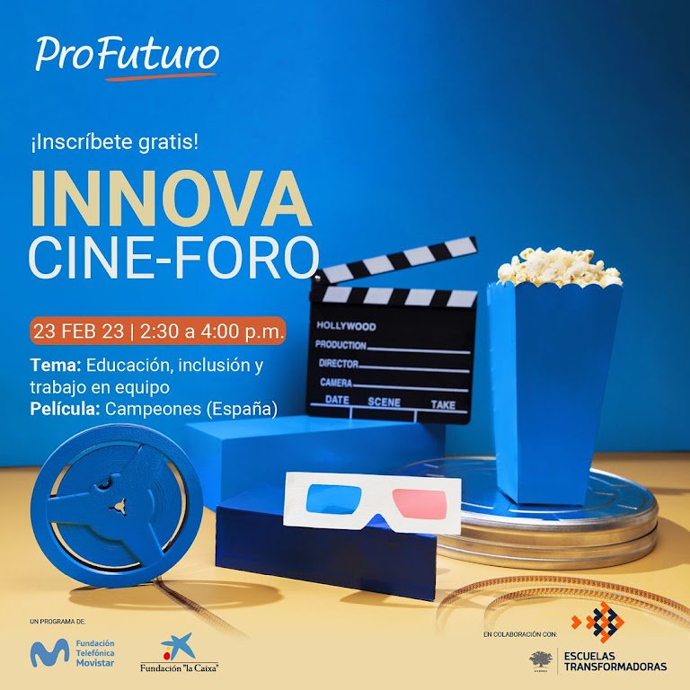 Participa en el cine-foro INNOVA presentado por nuestros aliados <a href="/FTMovistarVE/">Fundación Telefónica Movistar VE</a> y <a href="/AshokaVE/">Ashoka Región Andina</a>, una iniciativa para impulsar la transformación educativa mediante una dinámica interactiva, el próximo 23/02 a las 2:30 pm. Inscríbete en forms.gle/K8Rpmzqs1j3J91…