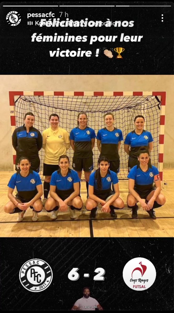 Bravo pour cette nouvelle victoire en championnat.👏👌⚫⚪

#futsal #pessacfc #Pessac