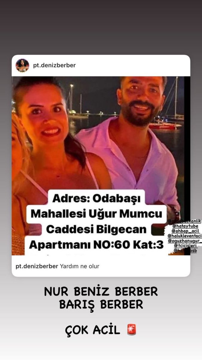 GamzeLtay's tweet photo. @alniopulesitivt Yardım edin lütfen Nurbeniz ve eşi Barış enkazdalar Nurbeniz hamile haber alamıyoruz vinç gönderin yardım gönderin !!! https://t.co/gMdyU9YuoD