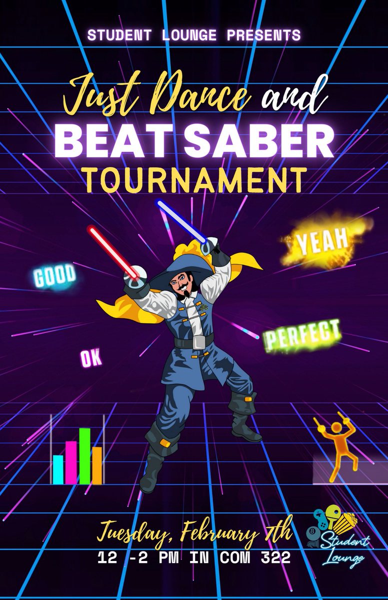 🎮Swing by the Student Lounge today for the Beat Saber Tournament 🎮 

Starts @ 12 PM