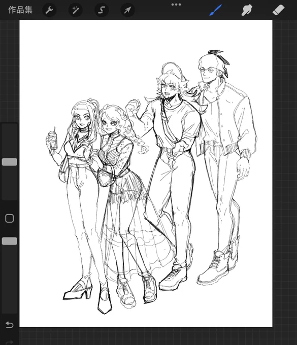 WIP…double date 🥹

嗎呀2023居然第二個月才畫到同人圖
希望可以完成😭
喜歡丹帝約會穿的很拙但是巴納喜歡( 