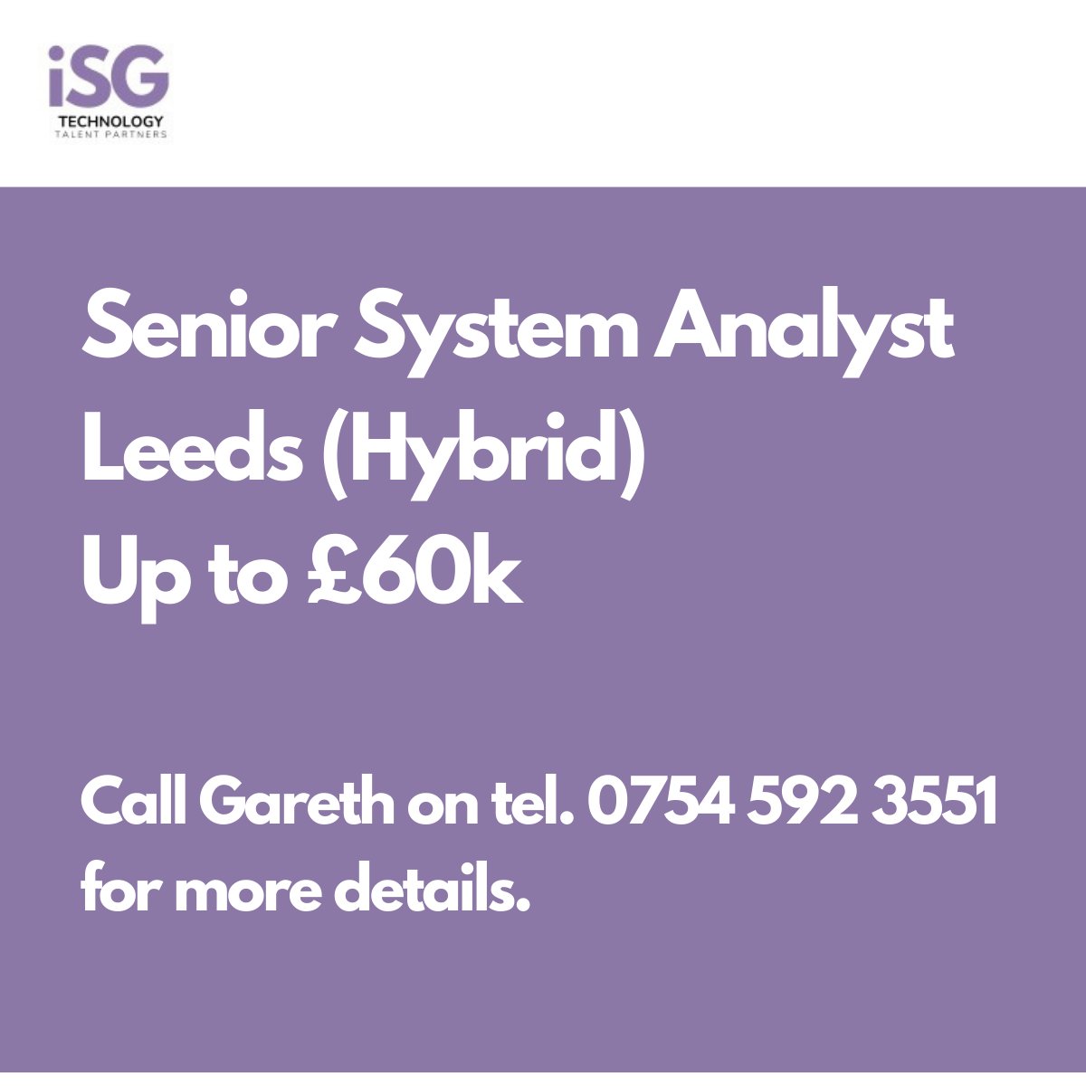 iSource_Group's tweet image. We have an exciting opportunity for a Senior System Analyst based in Leeds with a hybrid working model and a salary of up to £60k. 

For more information about this great new prospect, call Gareth today on 0754 592 3551.

#TechJob #DigitalJob #NewRole #Recruitment