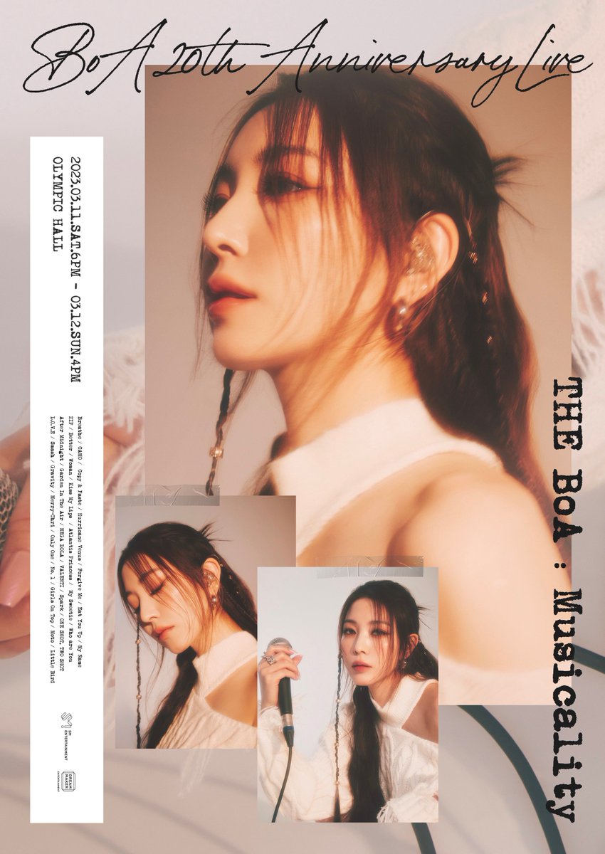 boasource's tweet photo. #BoA will be holding her South Korean concert, "BoA 20th Anniversary Live - ' THE BoA : Musicality"!

🗓 03/11 (6PM) | 03/12 (4PM)
📍 Olympic Hall
🥳 The concert on 03/12 will be broadcasted live on Beyond LIVE

#보아 https://t.co/hqFMFuXDEV