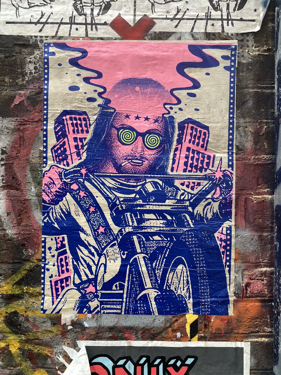 hookedblog's tweet image. Hand screen printed poster by London-based artist @benjaminrider 

#streetart #pasteupart #Shoreditch