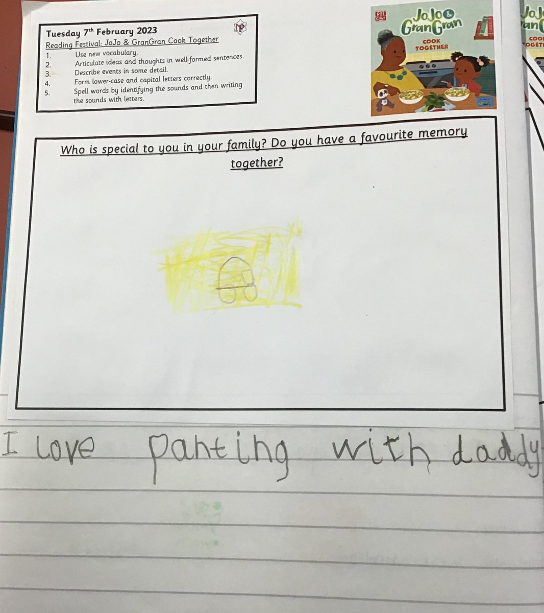 NormanPannellR's tweet photo. We are tuned in to watch today’s Reading Festival @llpartnership 📚📖 we have also completed some writing this morning from @LauraHAllain’s book: JoJo&amp;GranGran Cook Together! We want some Callaloo Soup😋🍵 #NPPSLiteracy https://t.co/Xz8GvDVjKm
