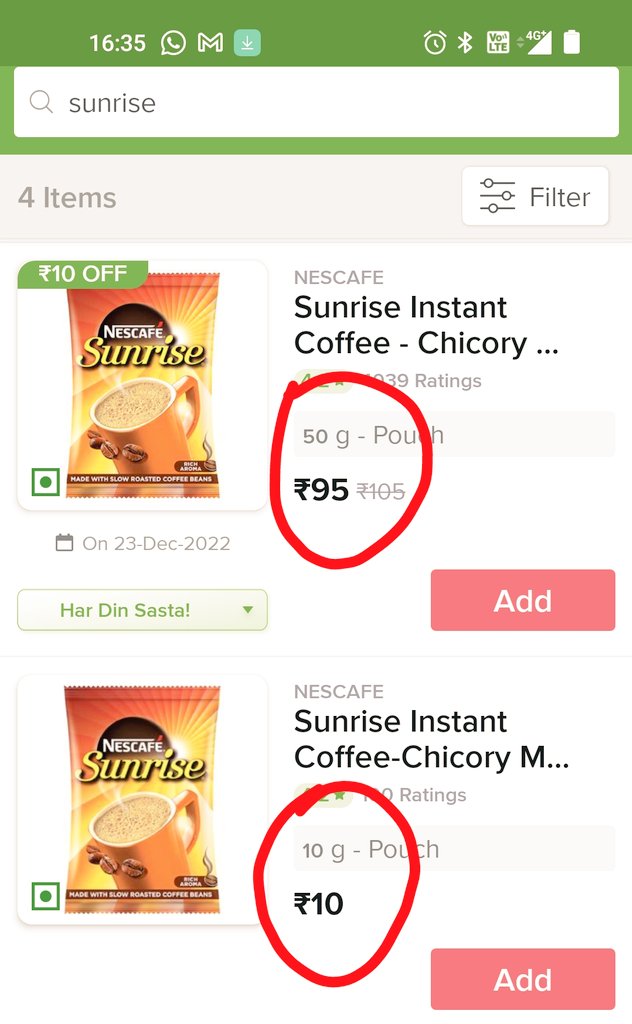 Found this on an online shopping app. Surprised to find the 2x difference in per unit price! #consumer