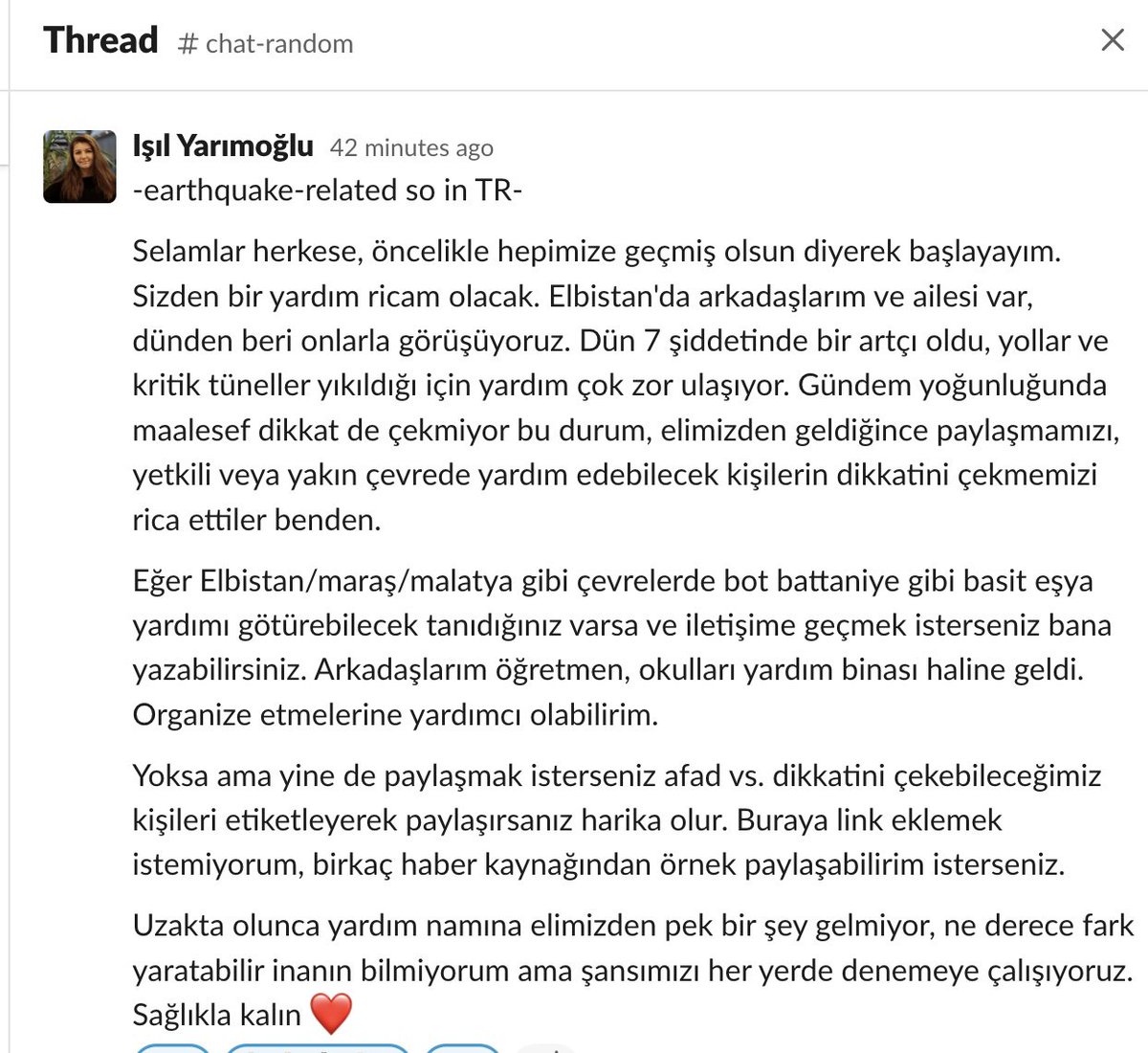 Elbistan'dan gelen haberler 😭

"Dün 7 şiddetinde bir artçı oldu, yollar ve kritik tüneller yıkıldığı için yardım çok zor ulaşıyor. 
Elbistan/maraş/malatya gibi çevrelerde bot battaniye gibi.... Arkadaşlarım öğretmen, okulları yardım binası haline geldi."

<a href="/AFADTurkiye/">AFAD</a> <a href="/ahbap/">Ahbap</a>