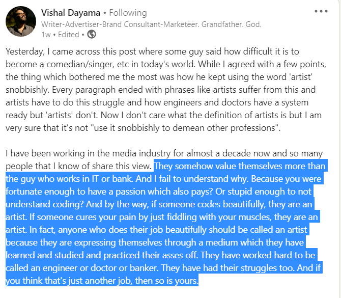 dubeji18's tweet photo. Probably the best LinkedIn post I have seen lately. https://t.co/7aETWaLbL9