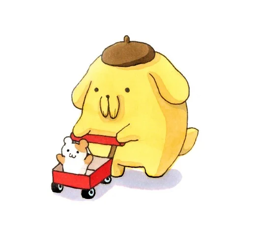 押し車でお散歩#ポムポムプリン #イラスト #マフィン 