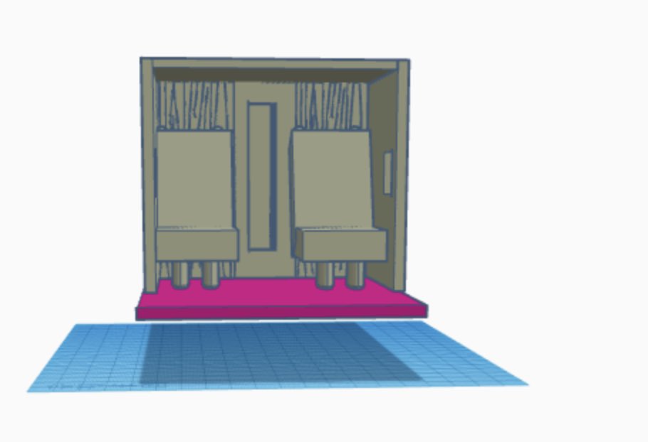 MacBookstar's tweet image. 本日の　#ThinkerCAD での学習。すでに作成した椅子を配置して、車内の雰囲気を高めました。くり抜き機能も使ってより現実的な雰囲気を出してきました。