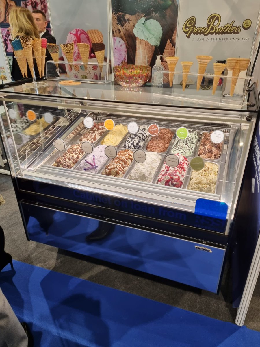Beautiful ice cream on display on the Greco Brothers Stand #icecreamexpo  As displayed in our popular Sevel MX Flat 12 ice cream display cabinet. See us for more details #display cabinet #icecream