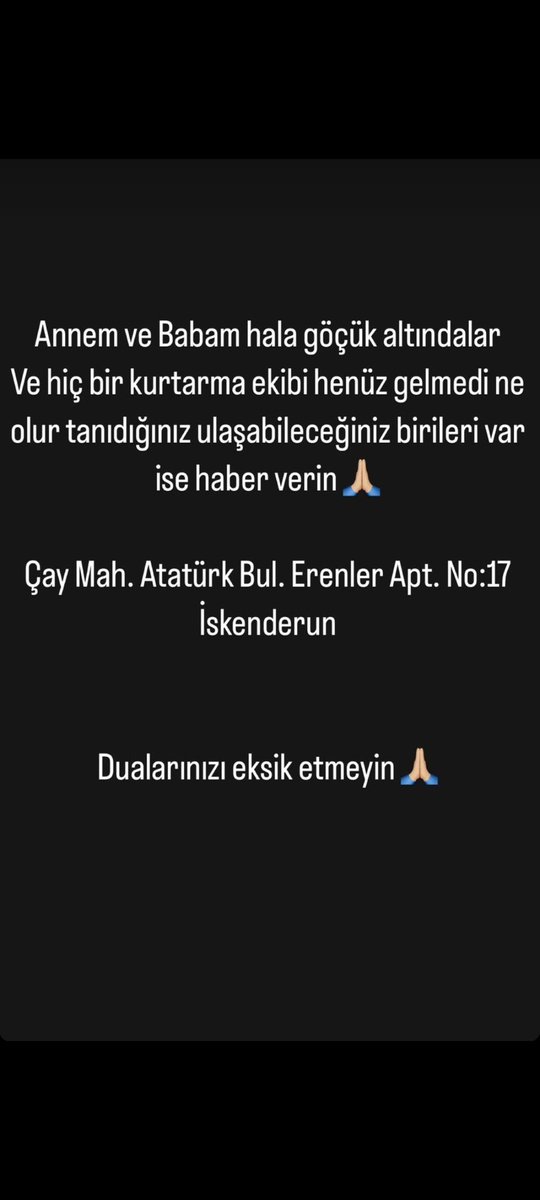 #hatayyardimbekliyor #Hatay #hataydeprem <a href="/AFADBaskanlik/">AFAD</a> <a href="/haluklevent/">Haluk Levent ( Ahbap Ekibi )</a> <a href="/OguzhanUgur/">Oğuzhan Uğur</a>  lütfen yayalım hala yardım yok lütfen