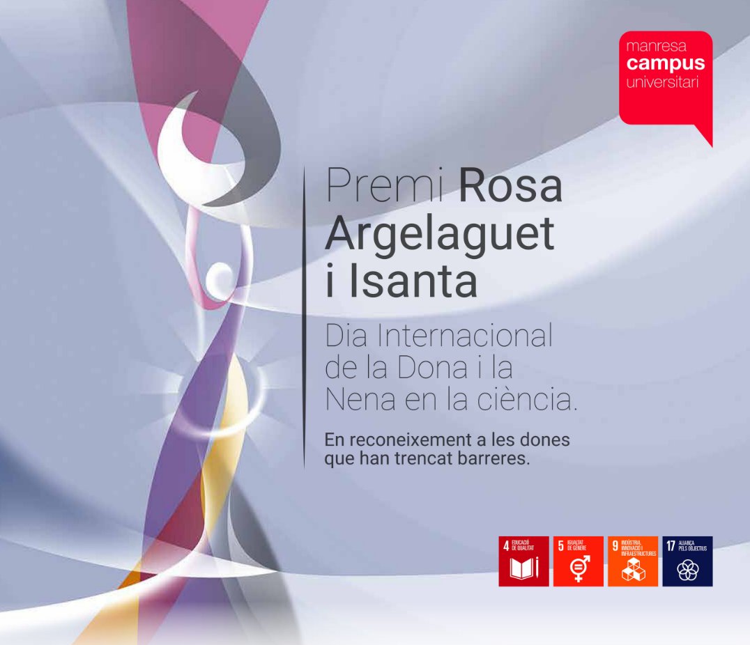 CampusManresa's tweet photo. Et convidem a venir a l'acte de lliurament de la III edició del Premi Rosa Argelaguet i Isanta.
🗓10 de febrer
⏰18.30 hores
📍@bcum_biblioteca
✍️https://t.co/IqeEGKoo9U
#11defebrer #11F #donaiciència #steam #premirosaargelaguet #manresa https://t.co/BNPDjsjWT6