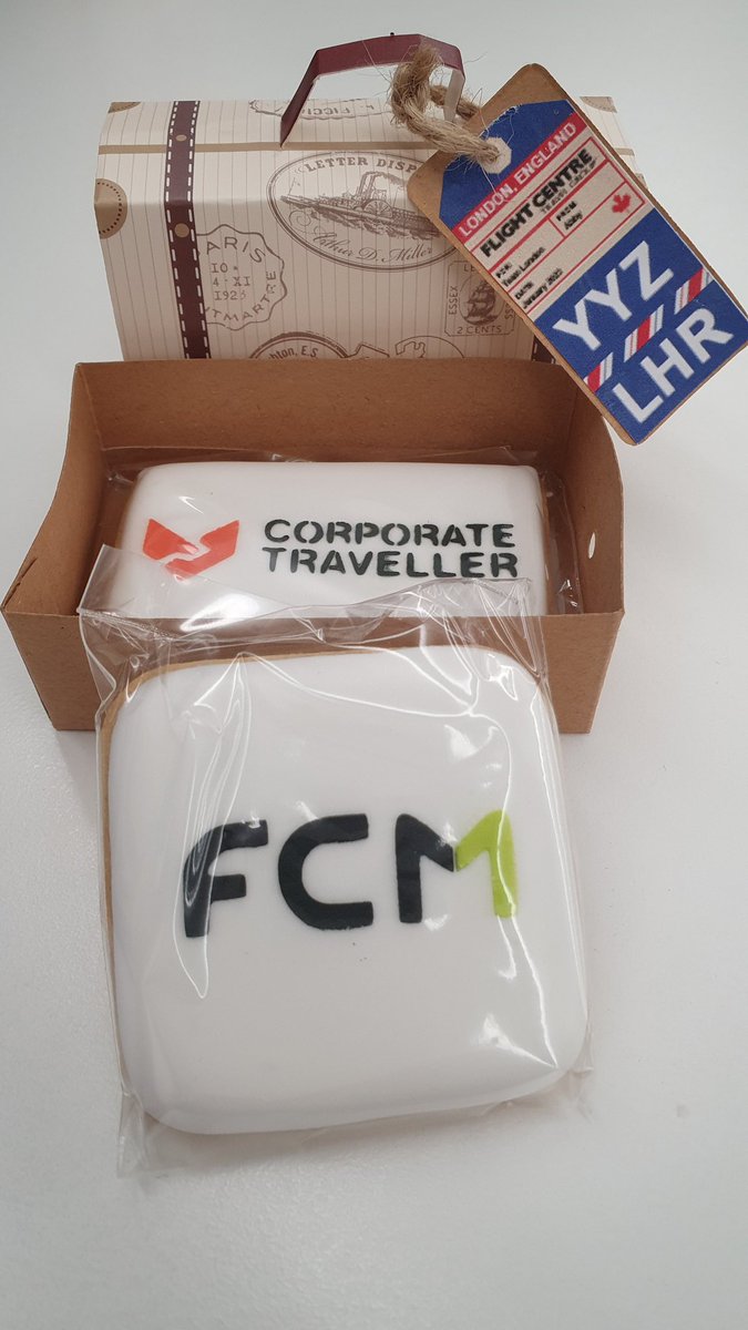 DigitalFletch's tweet photo. When your new boss sends over the cutest little suitcase from Toronto,  just to say thank you for making her feel welcome 🤗 The personalised Essex stamp did not go unnoticed. 11z hasn't tasted so good! Thankyou @teenytinybakery #flightcentretravelgroup https://t.co/nJeOXV8ahP