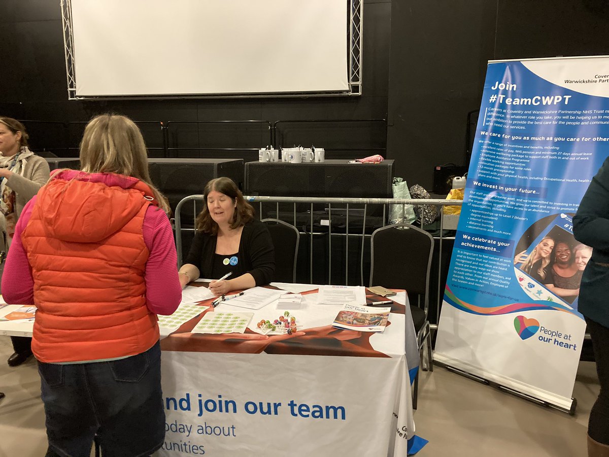 mcgarveynic's tweet photo. Having an inspiring time @CovUniOT chatting to the future #OT workforce for @CWPT_NHS representing #AHP @theRCOT #covotcareers @louise_oldnall https://t.co/Z7kdftzryd