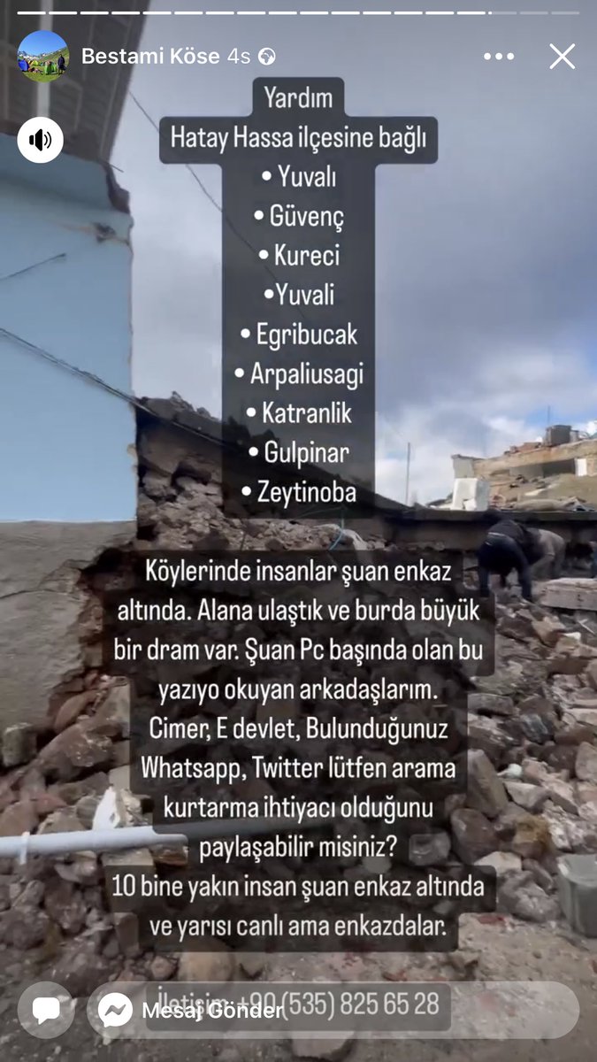 haydarumuut's tweet photo. Allah rızası için Hassa çok zor durumda acilll yardım #hatay #hassa @AFADBaskanlik #deprem @YildizzTilbee https://t.co/ixhAdIsYcy