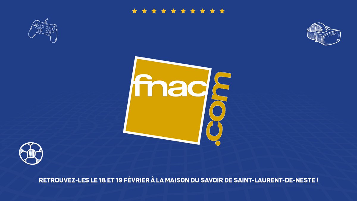 RDVEuropeEsport's tweet photo. Nous sommes fiers de vous annoncer que la @Fnac sera également partenaire du @RDVEuropeEsport ! 🤗

Merci à eux de nous faire confiance 💪

Rendez-vous 𝗹𝗲𝘀 𝟭𝟴 𝗲𝘁 𝟭𝟵 𝗙𝗲́𝘃𝗿𝗶𝗲𝗿 à la Maison du Savoir 📍 À Saint-Laurent-de-Neste ! 🎮🇪🇺

#RDVEuropeEsport https://t.co/UnfgkDPwxU