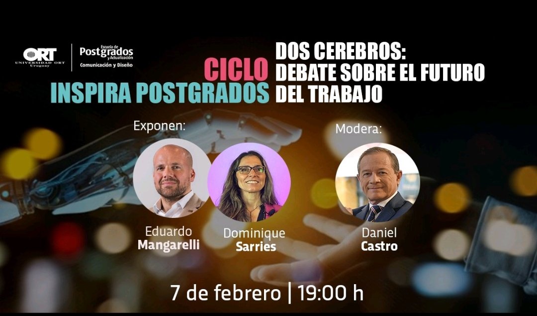 Daniel Castro (@dcastro65) on Twitter photo -¿Puede evitarse que un robot haga tu trabajo?
- Dependerá de lo que hagas.
Hoy en <a href="/UniversidadORT/">Universidad ORT Uruguay</a> dos cerebros y un preguntador. #InspiraPostgrados
<a href="/domisarries/">dominique sarries</a> y <a href="/emangare/">Eduardo Mangarelli</a> -¿Puede evitarse que un robot haga tu trabajo?
- Dependerá de lo que hagas.
Hoy en <a href="/UniversidadORT/">Universidad ORT Uruguay</a> dos cerebros y un preguntador. #InspiraPostgrados
<a href="/domisarries/">dominique sarries</a> y <a href="/emangare/">Eduardo Mangarelli</a>