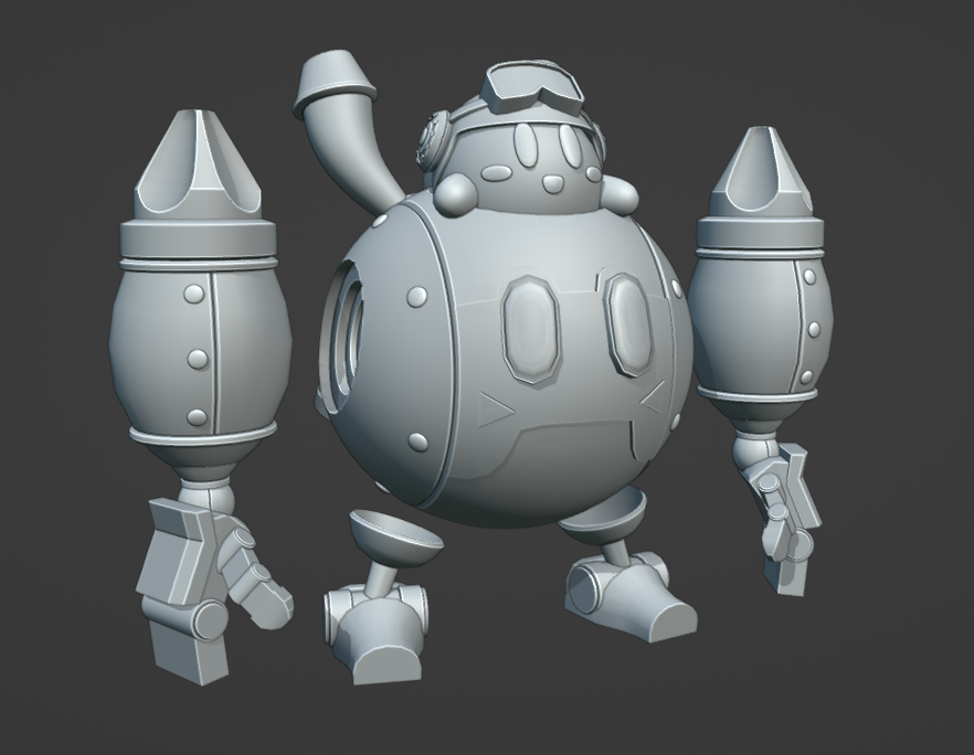 CurdleGames's tweet photo. I make speedmodels every friday alongside my community. This one was a 70-min time limit, my entry for the prompt "Kirby's Robobot" #Kirby #Blender3d https://t.co/1TtqqtM7fg
