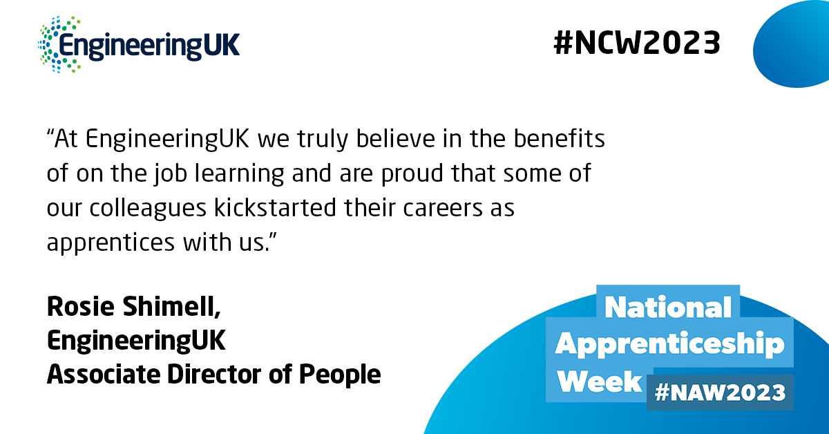 _EngineeringUK's tweet photo. For EngineeringUK attracting and developing new talent is very important to us. We value the contribution of apprentices and feel priviledged to see them making their first steps in their new careers.
#NationalApprenticeshipWeek
#NASW23
#ApprenticeEmployer
#SkillsForLife https://t.co/ngsMZVKJIz