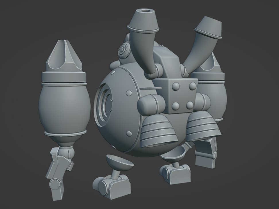 I make speedmodels every friday alongside my community. This one was a 70-min time limit, my entry for the prompt "Kirby's Robobot" #Kirby #Blender3d