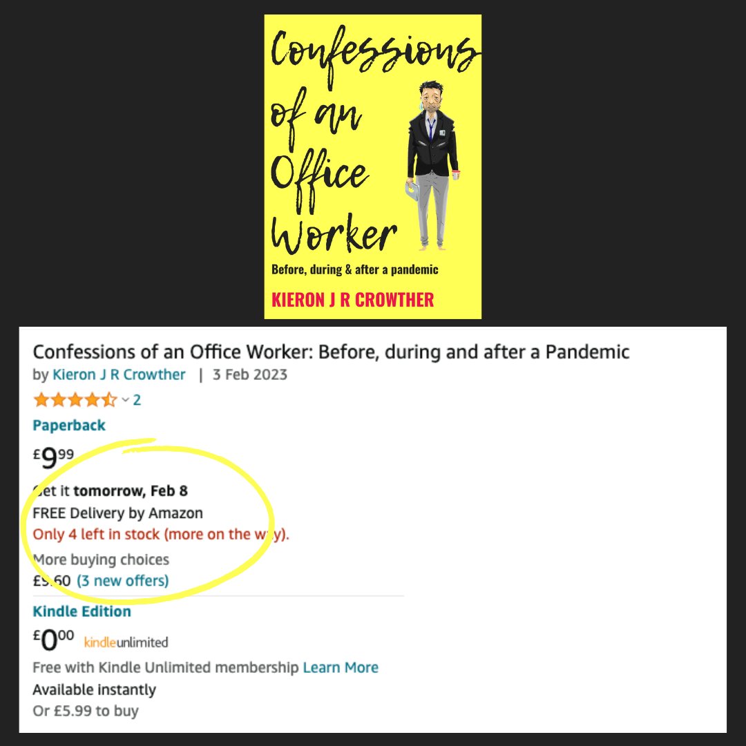 KieronJRCrowth1's tweet photo. Initial sales of my debut novel going well!
Only 4 left in stock on Amazon but word on the street is there are more on the way...
Get your copy https://t.co/Hveyx2I8a7
#westbridgford #ng2 #nottingham #westbridgfordauthor #lockdown #officeworkerlife https://t.co/jQ4OyZfy9q