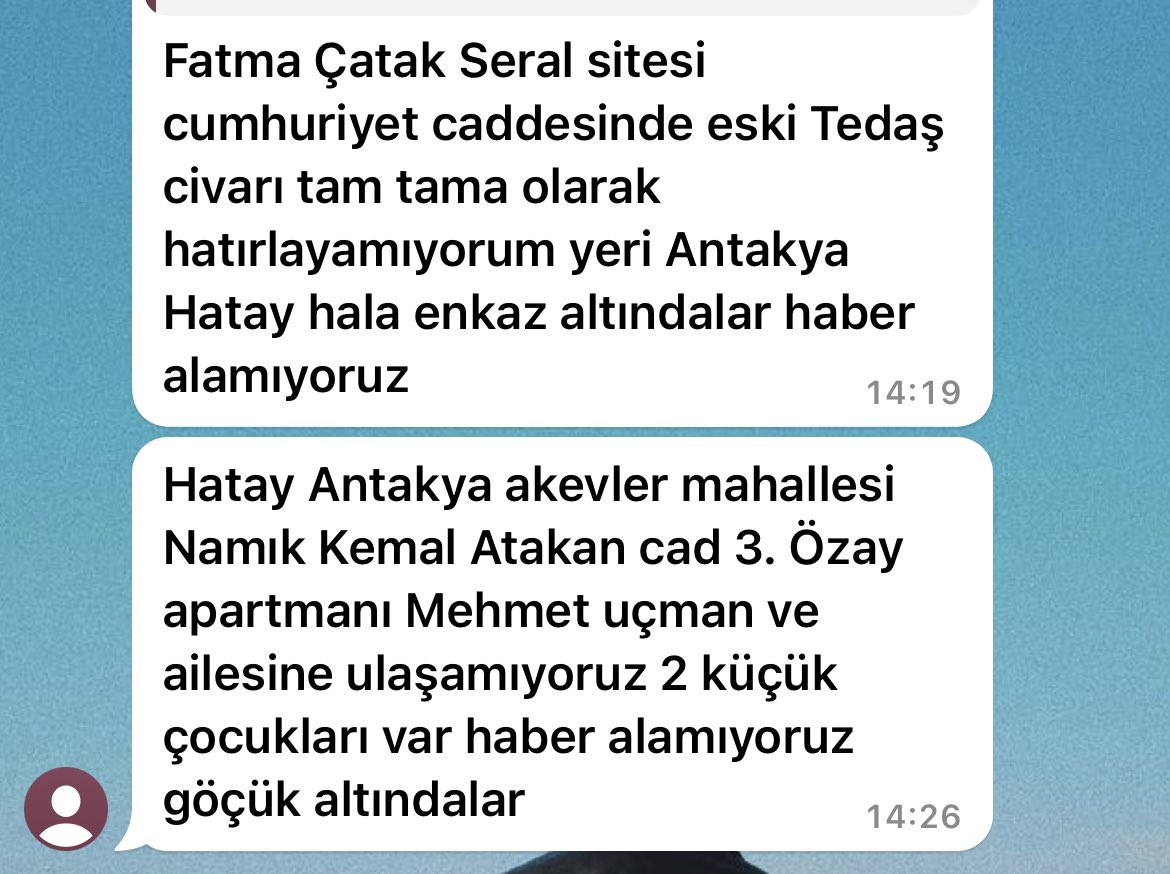 crybabyxme's tweet photo. #HATAY
‼️ENKAZ ALTINDALAR!!!‼️ 

hatayda olan arkadasim sarji bitmeden bilgilendirmeye calisiyor internet telefon cekmiyor su yemek benzin bulamiyorlarmis o haber verdikce bu tweetin altina ekleyecegim lutfen olabildigince yayilmasina yardim edin

@ahbap @haluklevent #ACILYARDIM https://t.co/u0yNNgtgJc