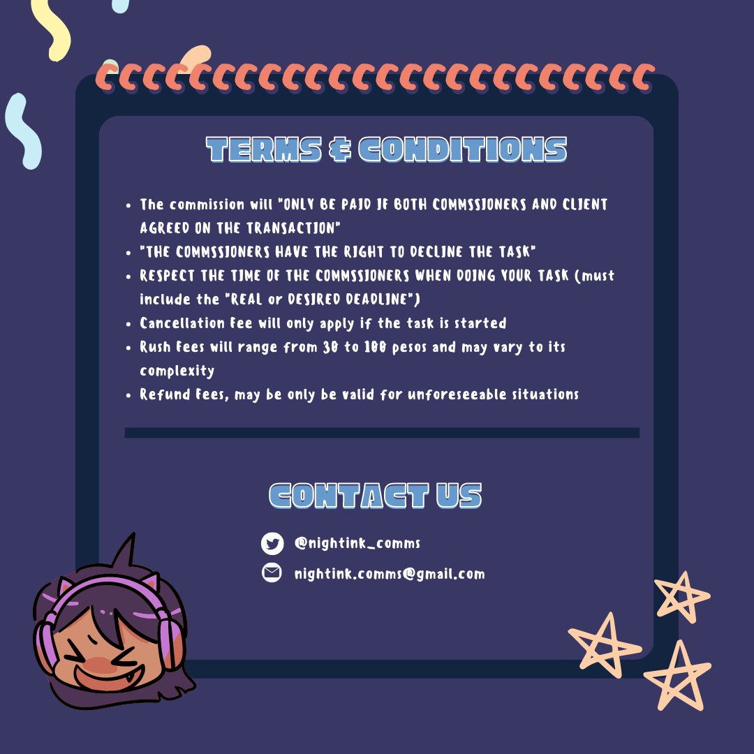 Hewoo commstwt, its been a while
Night Ink iz back and ready to cater clients again.

DM us were happy to help you all.

tags: LF client, writer, designs, programming, video editing