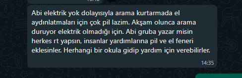 MrJustP's tweet photo. Hatay da ki kardeşlerimden birinden gelen mesaj elektrik sıkıntı lütfen göndereceğiniz malzemelere fener ve pil ekleyin. Yangınlarda yaptığımız gibi bunlar karmaşık koymak yerine kolileri ayrıştırır ve üzerine yazarsanız çok daha iyi olur. https://t.co/jh2ZDy9Y9v