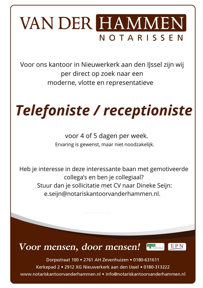 #Vacature #Notariaat #Notariskantoor #Nieuwerkerkaandenijssel #Zuidplas