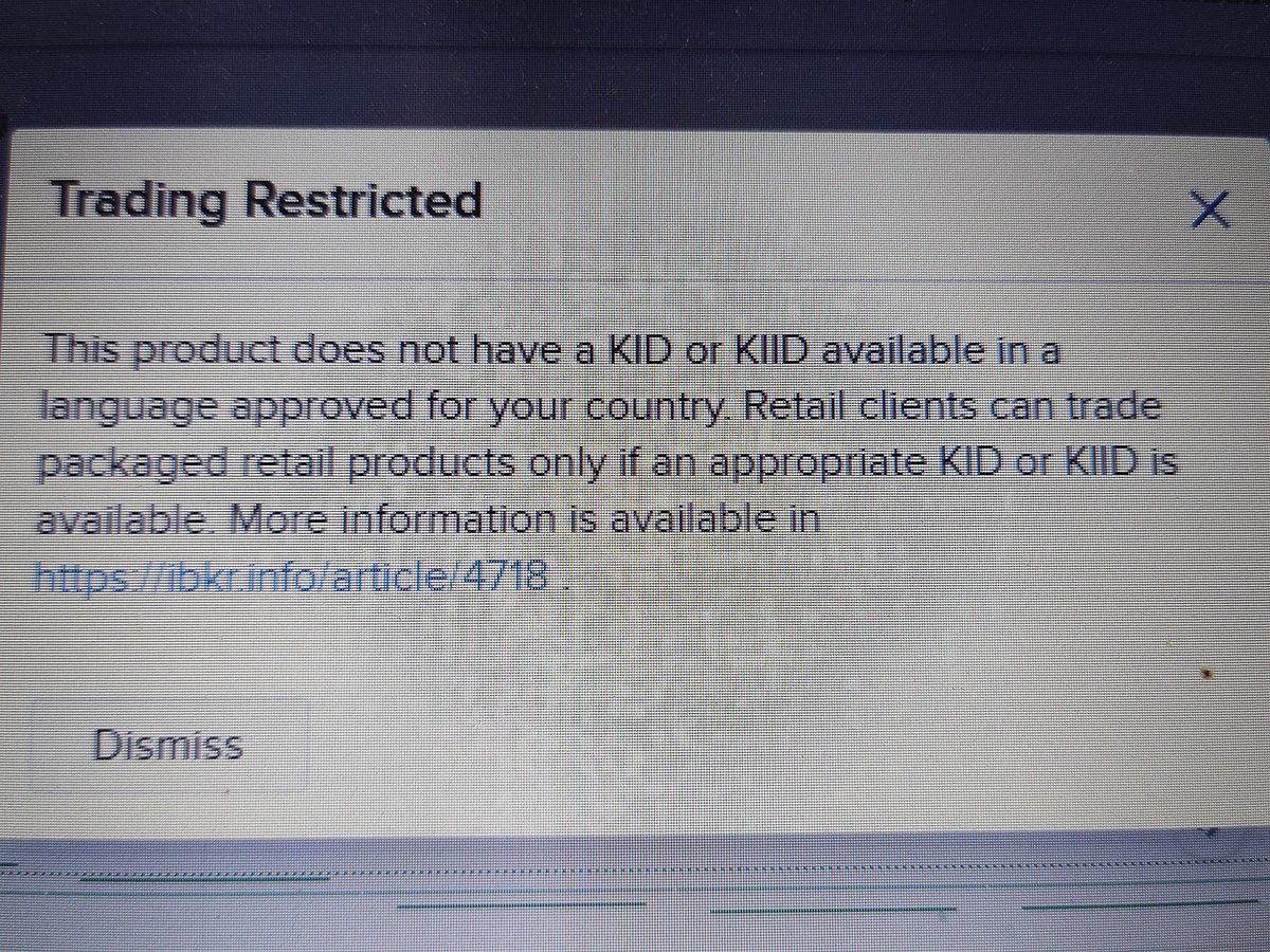 :-( Tough times. Lots of EU residents will be getting these notifications when they try and purchase shares in Investment Trusts