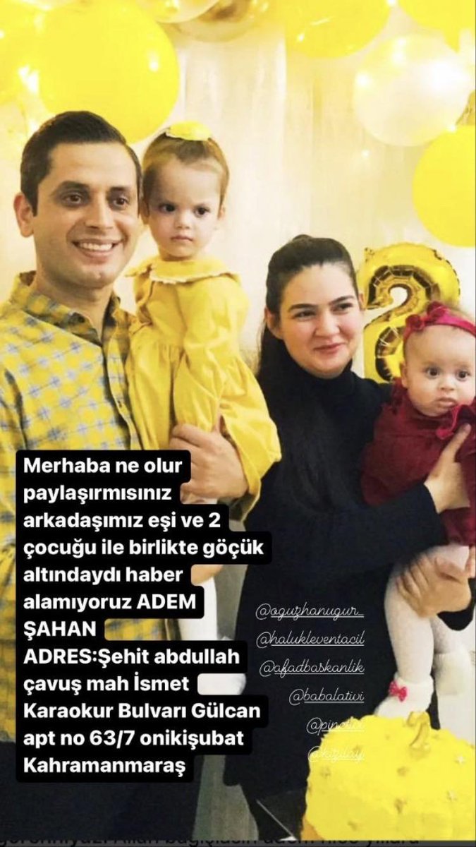 Şehit Abdullah Çavuş Mah. İsmet Karaokur Bulvarı Gülcan Apt. No:63/7 Kahramanmaraş
Lütfen yardım gönderir misiniz