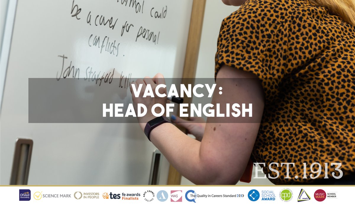 DSFCOfficial's tweet photo. VACANCY: 🗣

Position: Head of English

To lead, manage and develop the English Department and provision across the post-16 age and ability range.

https://t.co/LZb4QH5bQj

https://t.co/wc7VQRVCRW https://t.co/Xo5JxiWMiy