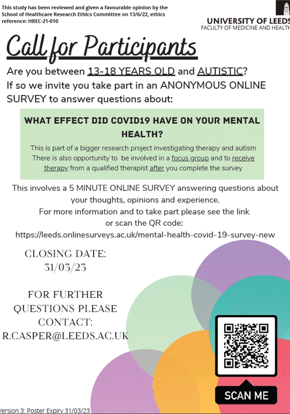 Rachel Casper a PhD researcher at UoL is looking for participants - please share, many thanks.