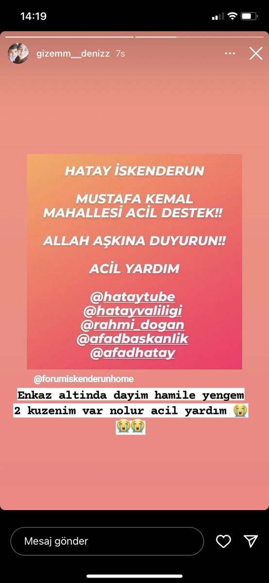 Miray0124's tweet photo. #antakyahatay #hatayyardimbekliyor #hatayiskenderundeprem #hatayiskenderun #iskenderundeprem  #deprem @ahbaphatay @haluklevent @ekrem_imamoglu @IstanbulAFAD @AFADBaskanlik @AFADHatay @AKUT_Dernegi https://t.co/pGFYJ7T8IZ