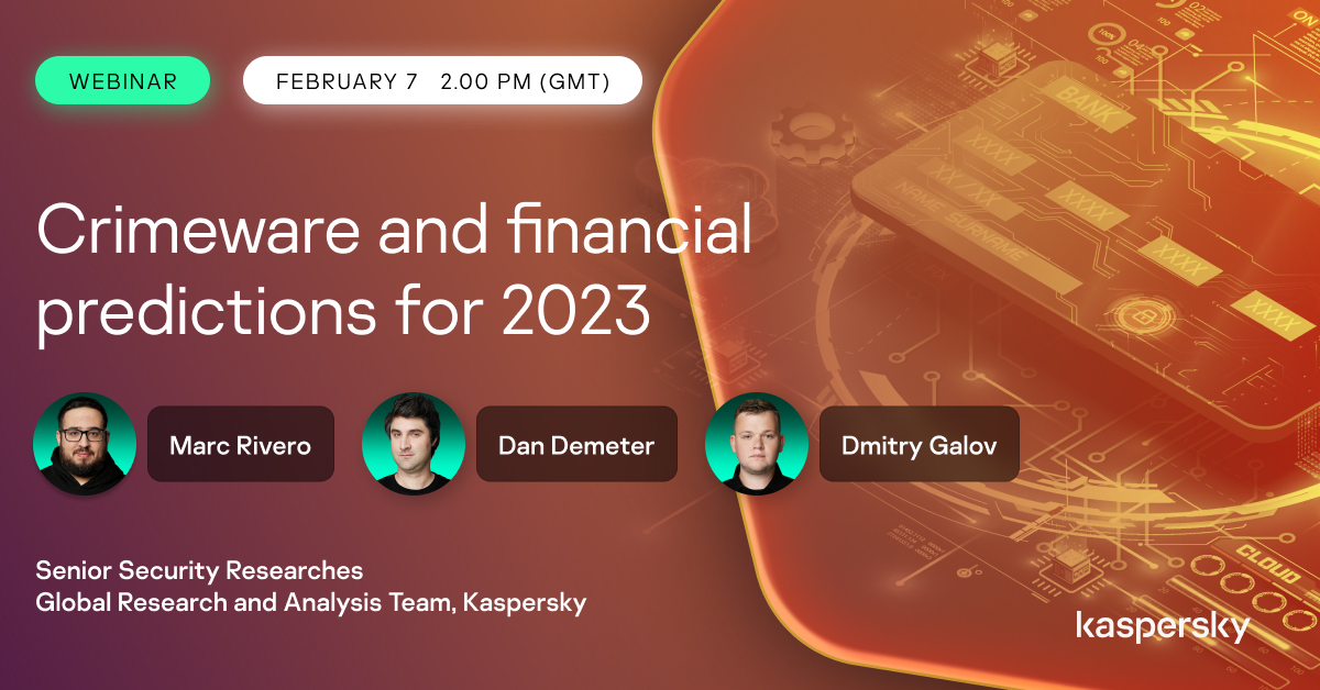 kaspersky's tweet photo. TODAY🚨
The #financialthreats landscape has been evolving dramatically over the past few years, #Kaspersky experts believe it is no longer enough to look at the #threats to traditional financial institutions.

Join our webcast👉https://t.co/koHMv0jQ8W
📅7th February 2023 https://t.co/YrqMmduGsb