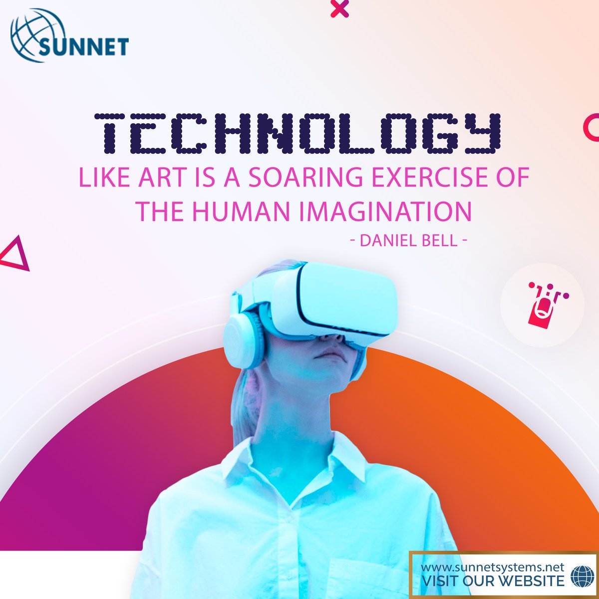SUNNET_SYSTEMS's tweet photo. “Technology like art is a soaring exercise of the human imagination.” 

– Daniel Bell
#technology #TechnologyRocks #TechnologyTheseDays #technologynews https://t.co/YlQXdPPtN3