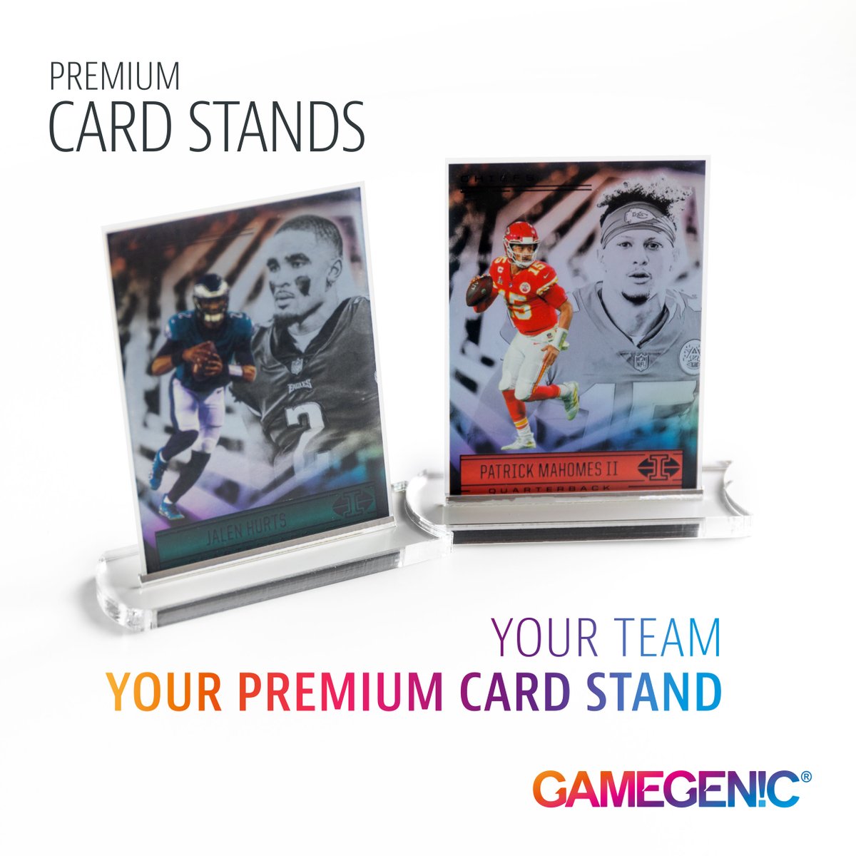 LET THE BIG GAME BEGIN! 🏈🤩

We are looking forward to an exciting final!

Present your favorite and most valuable sports cards with style in our PREMIUM CARD STANDS!

Who do you think will win today? Let us know! 👇

#gamegenic #cardstands #sleeves #superbowl #SuperBowlLVII