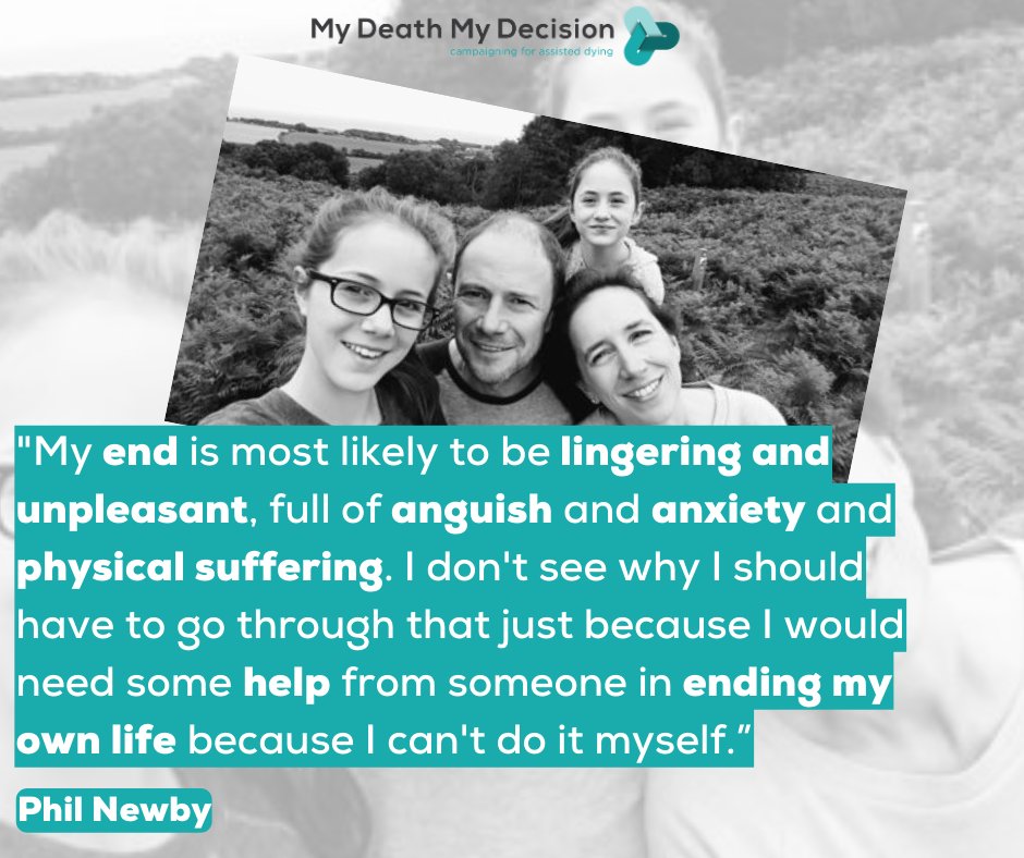 MDMDmydecision's tweet photo. Phil Newby, is a  father of two who suffers from the degenerative condition motor neurone disease. He went to the High Court to challenge the UK’s current ban on #AssistedDying, asking-  why anyone should face a "bleak future where no choice exists for a dignified death." https://t.co/uFbLCSJKL1