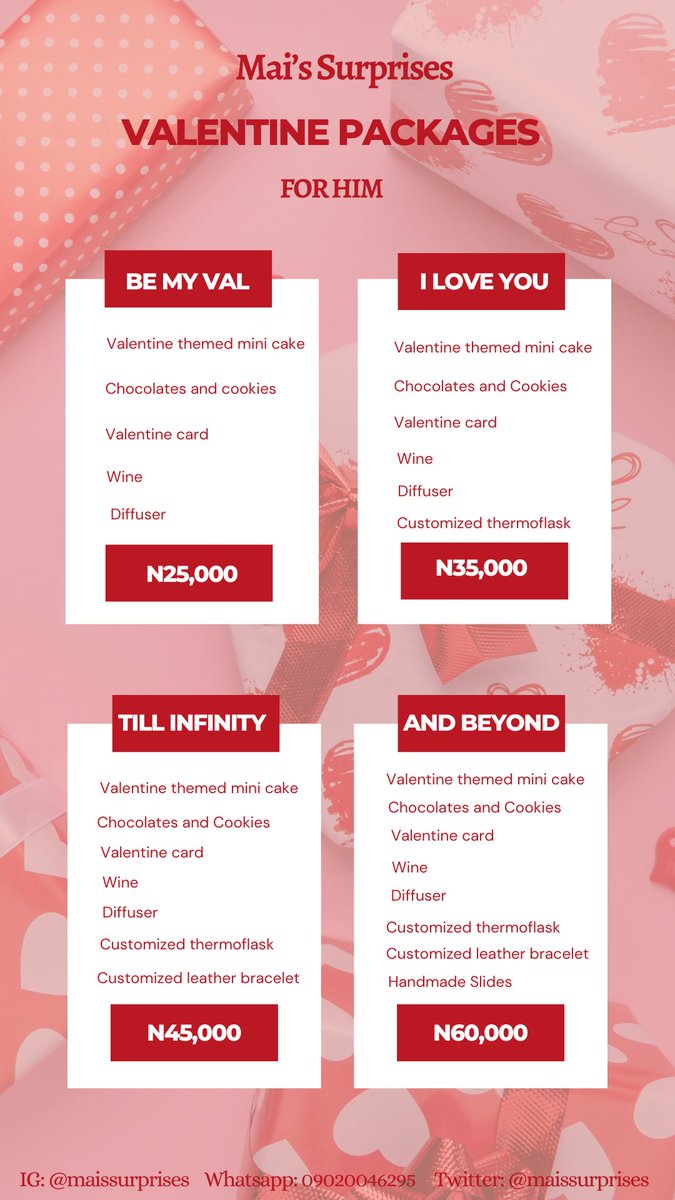 maissurprises's tweet photo. Valentine is just 5 days away we’re still taking orders. If you’re yet to place your Valentine orders, kindly send a dm @maissurprises to get started 😊

Placement of orders ends up the 10th of February 

Please RETWEET 
Thank you https://t.co/C9roBGhxXM