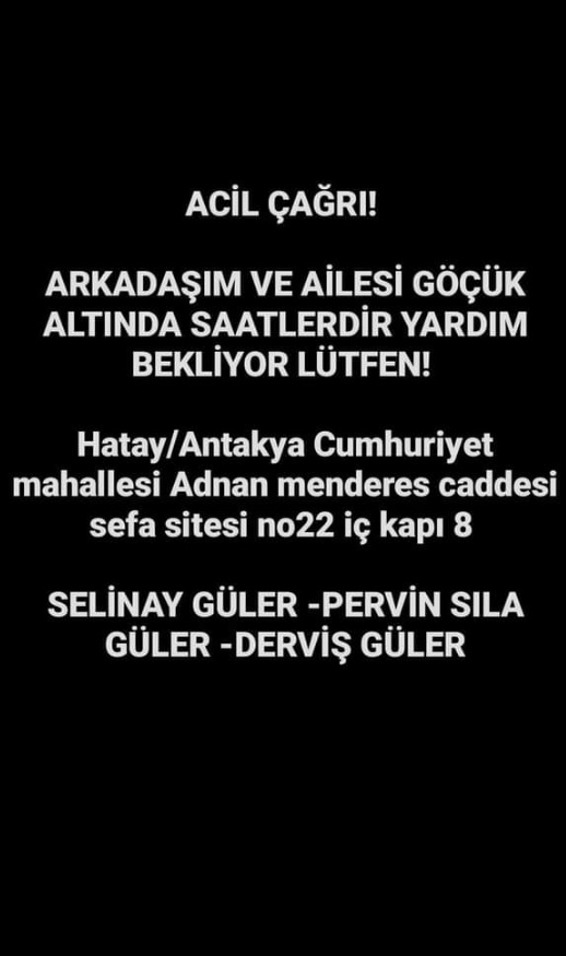 RT yapalım sevgili dostlar. Yayılsın her köşeye. Bitsin bir an önce bu acı. #deprem 😔🙏