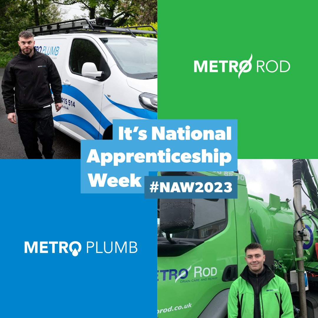 MetroRodUK's tweet photo. It's #NationalApprenticeshipWeek 👏🥳️
We're very proud of our next generation of drainage and plumbing specialists. They have the skills, enthusiasm and knowledge to move the industry forward.

@Apprenticeships #NAW23 #MetroRod https://t.co/1e8DQL1xNn