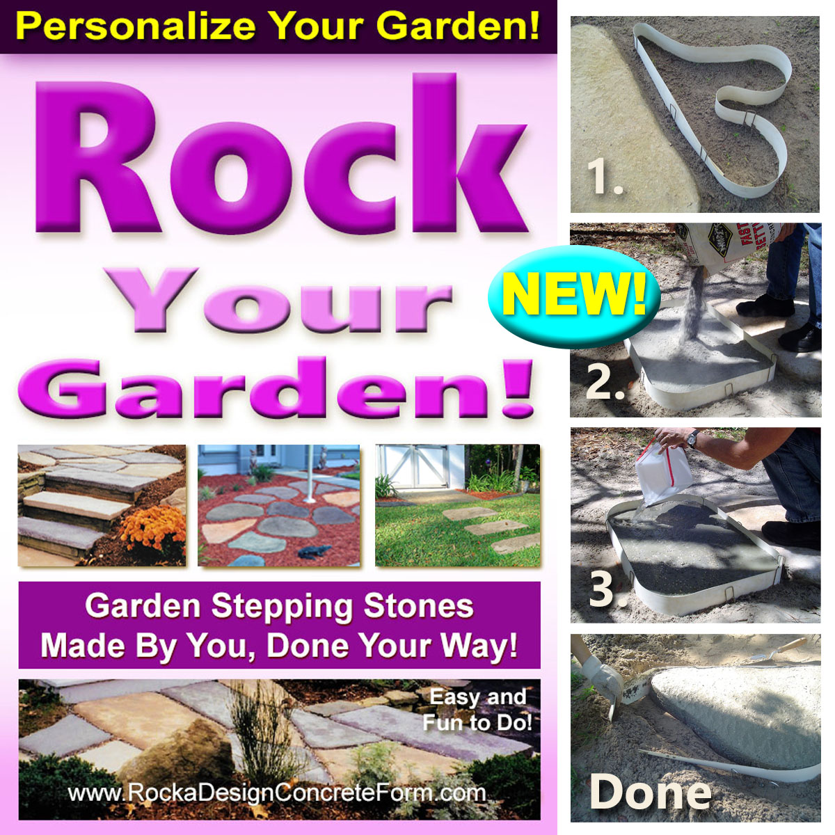 DIYstonemaker's tweet image. DIY and Create Garden Paths, Walkways, and Patios using Rocka Designs Flexible and Reusable Concrete Shaping, Stepping Stone Maker. Easy as 1-2-3.

You Can Do It, We Promise!

Visit ROCKA DESIGN Today!

buff.ly/2Pzkpxf