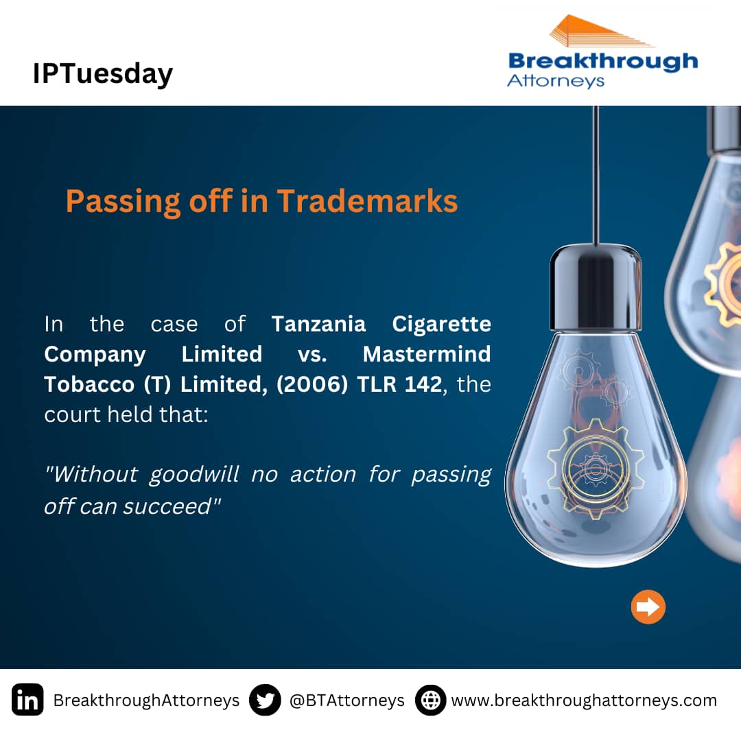 BTAttorneys's tweet image. Today on IPTuesday, we are highlighting on passing off in Trademarks and the remedies available. 

#IPTuesday #passingoff