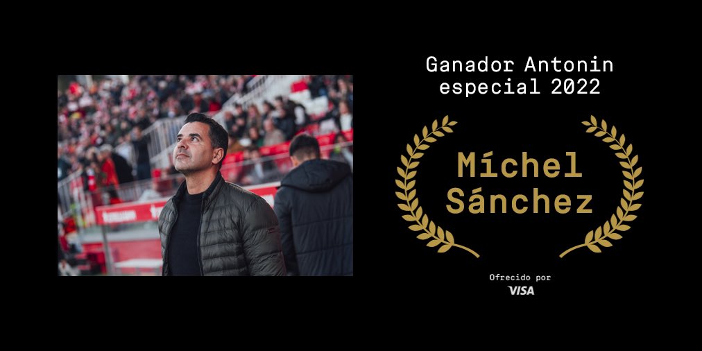 sportmediam's tweet photo. 🏆 Anoche @Michel8Sanchez recibió el Antonin Especial del año 2022, un premio otorgado por la @RevistaPanenka, por conseguir el ascenso con @GironaFC y por hacerlo con unos valores de cantera, comunidad e integración.
👏 ¡Enhorabuena, Míster!
#SMMTeam #PremiosPanenka https://t.co/Te6VAIEUml