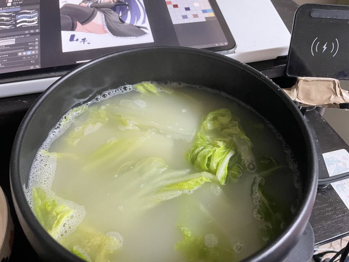 鍋です。具は白菜のみです。 