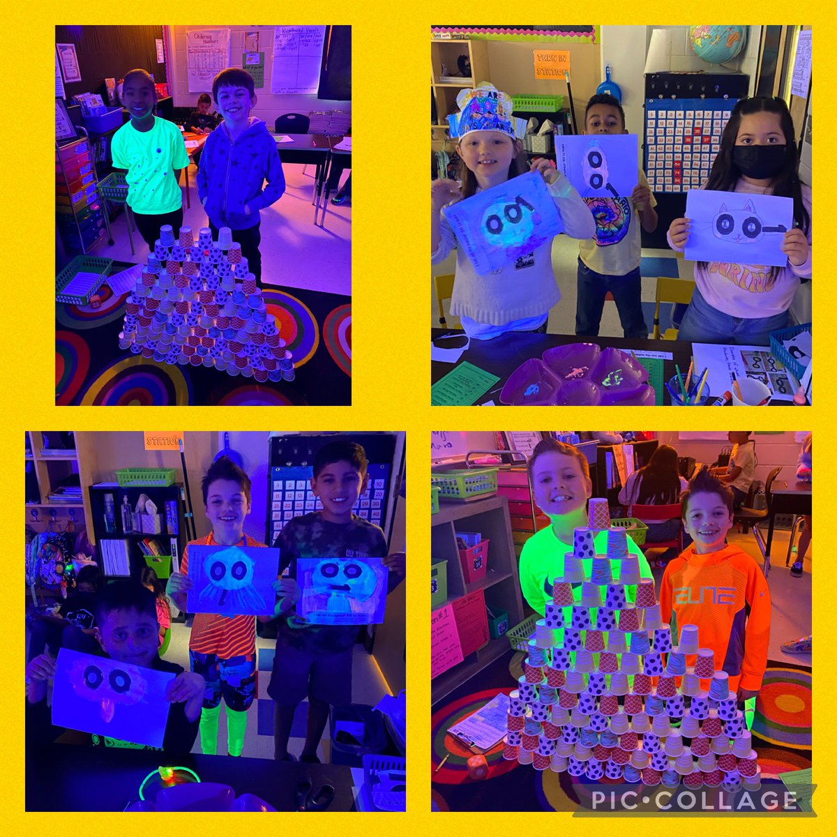 MrsR_Ayala's tweet photo. Second graders had so much fun in our 100th day glow stations. #coleway https://t.co/vA9lkq2MbM